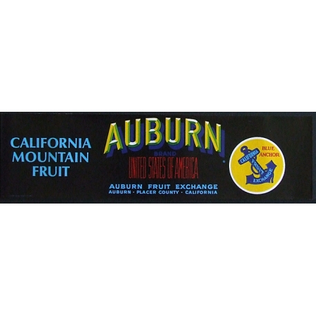 Fruit Crate Label-AUBURN Brand-California Mountain Fruit- Auburn, CA-NEW