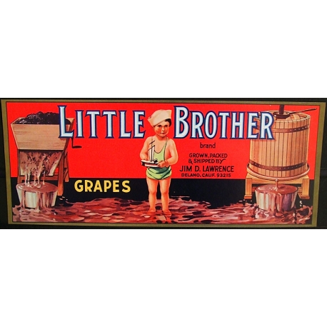 Fruit Crate Label-LITTLE BROTHER Brand-Delano, CA-NEW