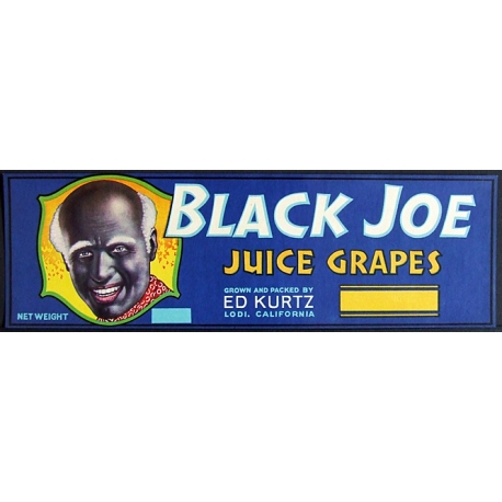 Fruit Crate Label-BLACK JOE Juice Grapes-Lodi, CA-NEW