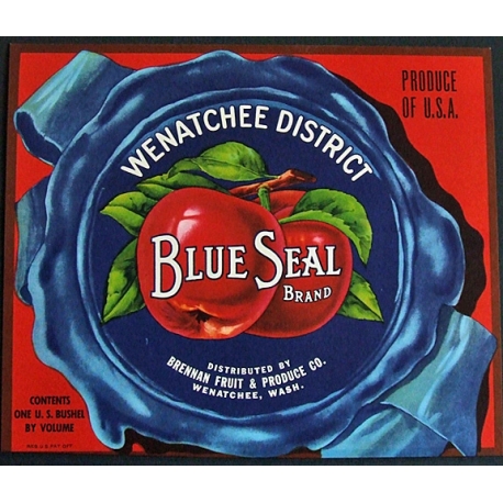 Fruit Crate Label- BLUE SEAL Brand-Wenatchee, WA-NEW