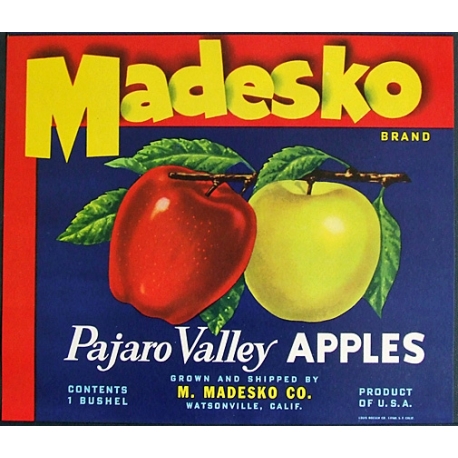 Fruit Crate Label- MADESKO Brand -Watsonville, CA-NEW