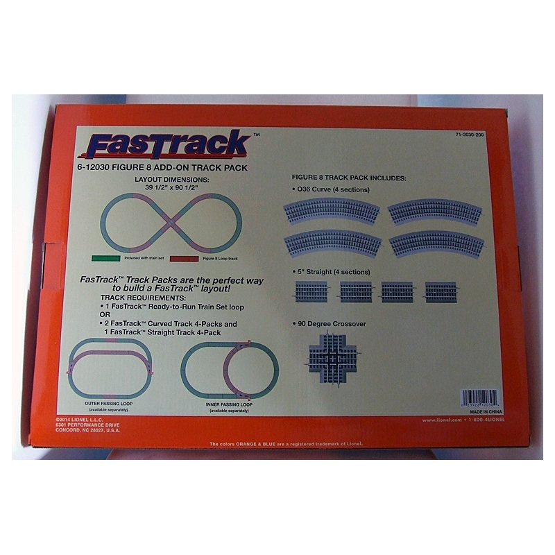 Lionel Accessory 6-12030 FasTrack Figure 8 Add-On Track Pack-NEW