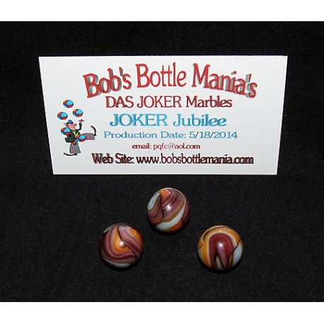 Joker Marble-THREE D.A.S.JOKER Jubilee Swirl Marbles-21/32"-MINT