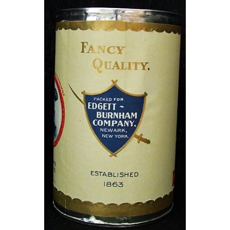 New-Dixie Tinworks-No.3 Tin Can with New Original Edgett-Burnham Label