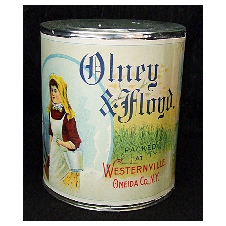 New-Dixie Tinworks-No.3 Tin Can with New Original Olney & Floyd Label