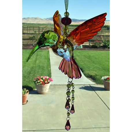 Zaer Ltd. International-Five Tone Multi Color Acrylic Hummingbird Ornament