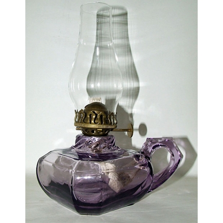 Kerosene Lamp-1900's Square Facet Design-Amethyst Finger Lamp