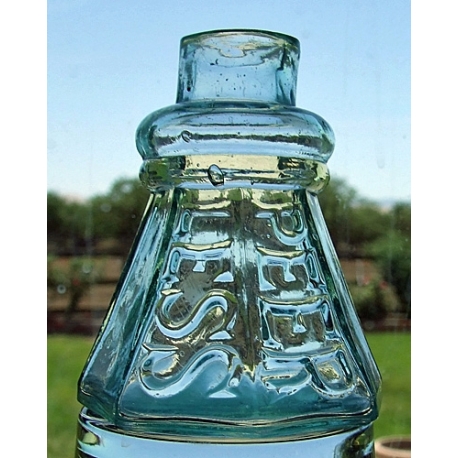 Old Bottle-1890's Aqua PEERLESS-Eight Sided Mucilage