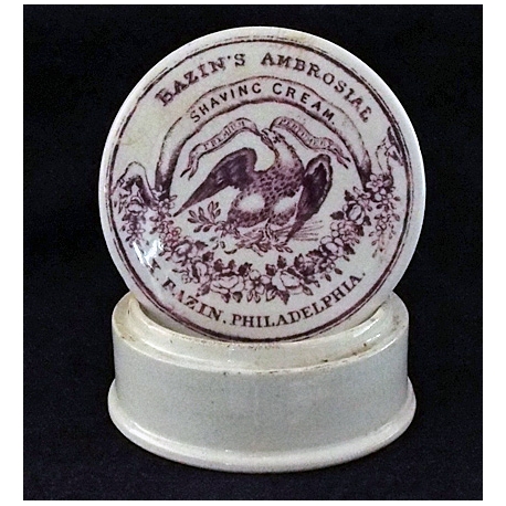 1850's Bazin's Ambrosial Shaving Cream.-Philadelphia, PA-Antique Pot Lid & Base