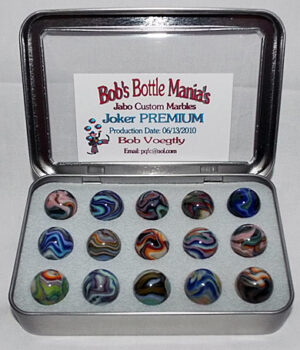 Jabo Joker PREMIUM Marble Set~15 Count- 23/32" MINT AS MADE